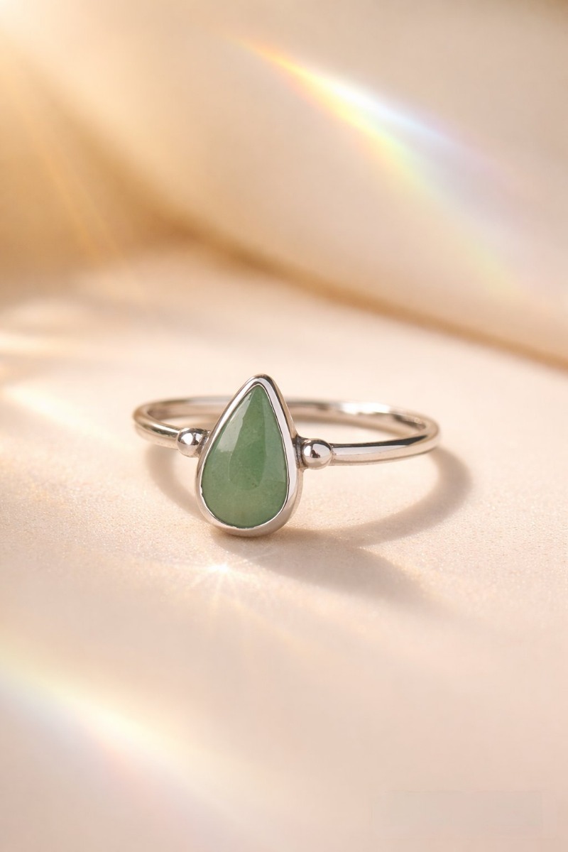 Anillo Gota Cuarzo Verde
