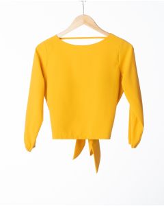 Blusa casual amarilla manga larga.-L